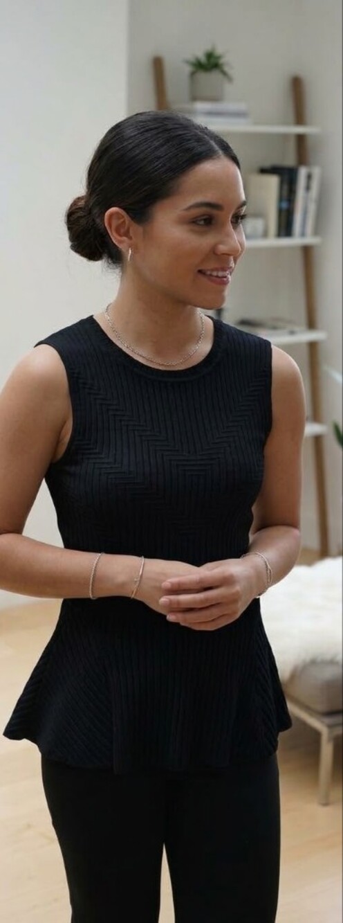 Halogen Black Ribbed Sleeveless Peplum Top